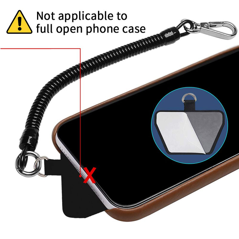 Doormoon Phone Lanyard Tether with Patch, Universal Stretchy Lasso Straps and Phone Case Anchor for Anti-drop Outdoor Hiking Cycling Climbing Compatible with iPhone Samsung Pixel Most Smartphones Black