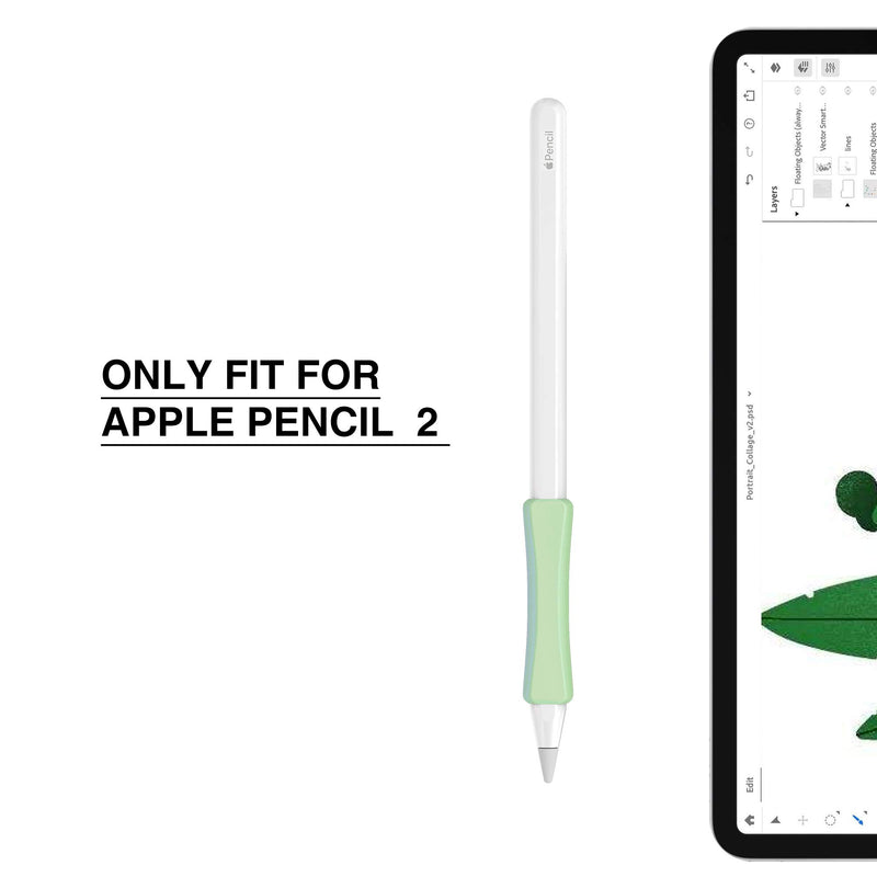 3 Pack iPencil Grips Case Cover Silicone Sleeve holder Compatible with Apple Pencil 2nd Generation, iPad Pro 11 12.9 inch 2018 (White, Grey, Green) White, Grey, Green