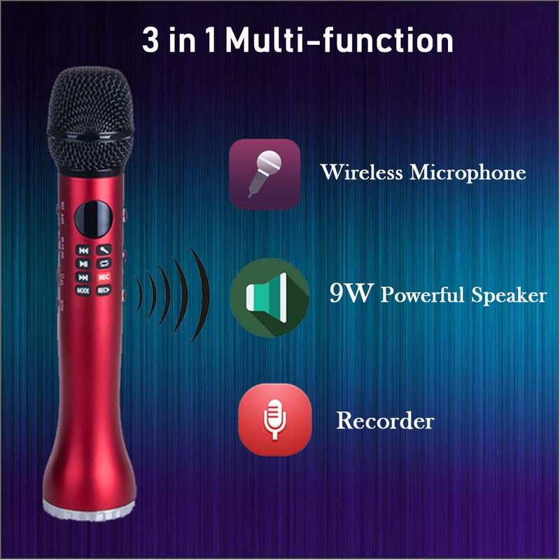 [AUSTRALIA] - JeKaVis J-M01 Bluetooth Microphone, Wireless Singing Machine with Marvelous Echo Effect for iPhone/Android/PC (Red) Red 