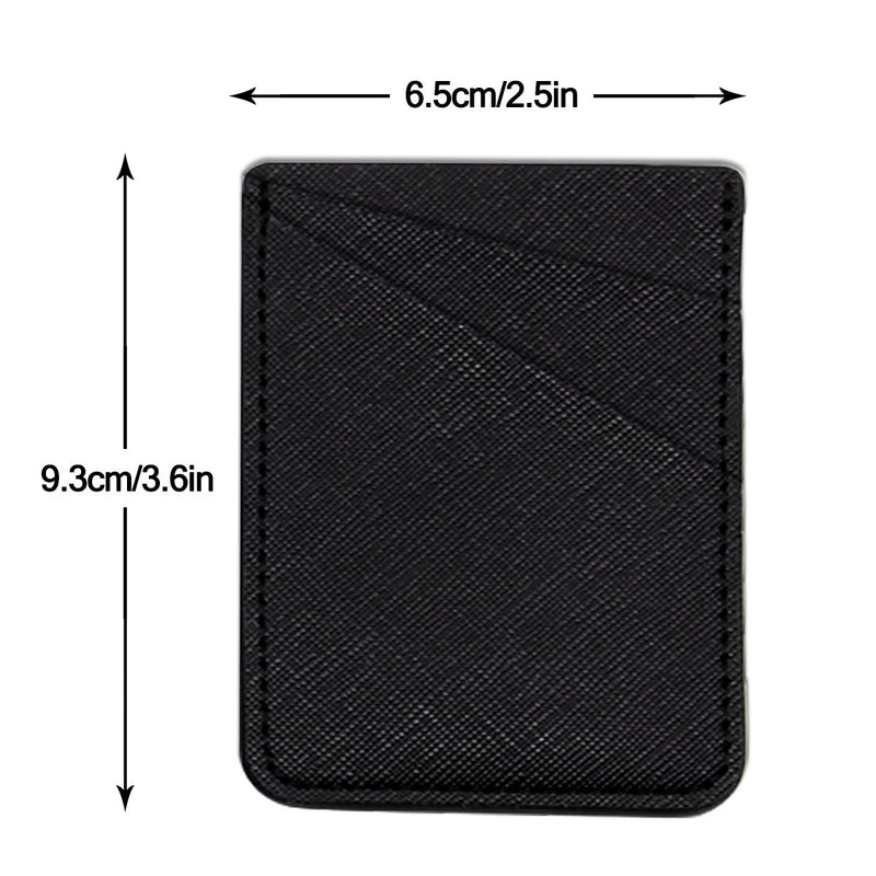 Phone Pocket Wallet Card Holder Stick on Leather Adhesive Sticker for Back of Cell Phone(Black) Black