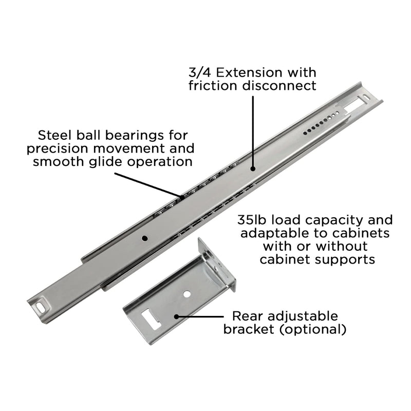 Hickory Hardware P1029/14-2C 14-Inch Center Mount Drawer Slide, Cadmium 14 Inch