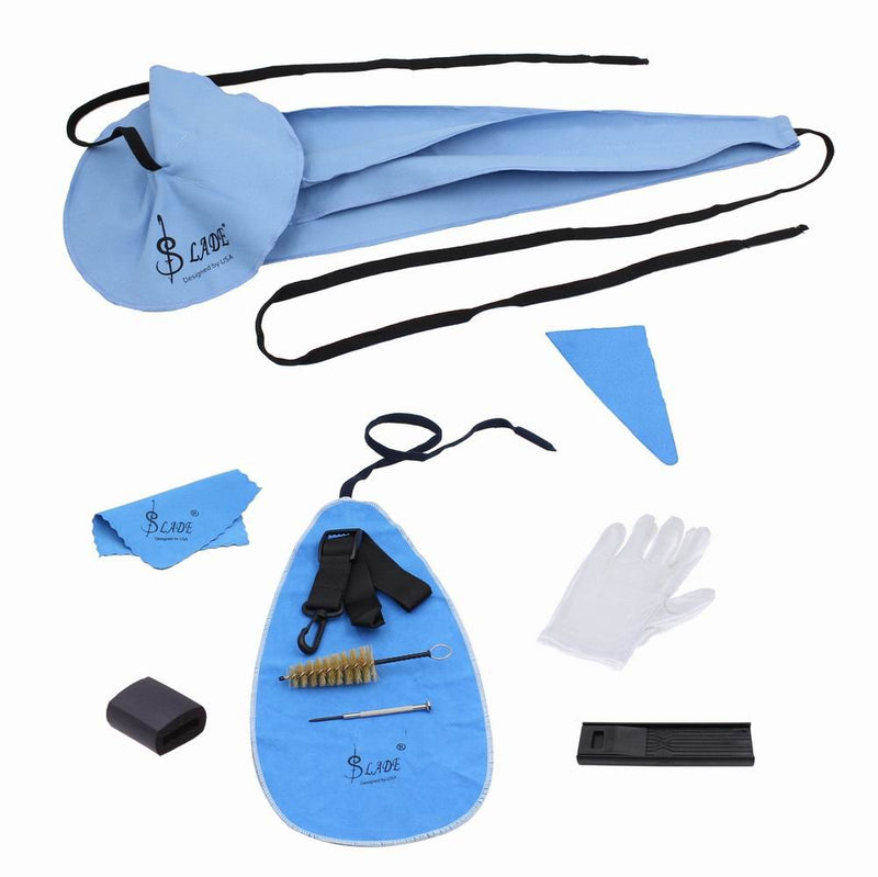 Mowind 10-in-1 Saxophone Cleaning Care Kit Belt Thumb Rest Cushion Reed Case Mouthpiece Brush Mini Screwdriver Cleaning Cloth Gloves