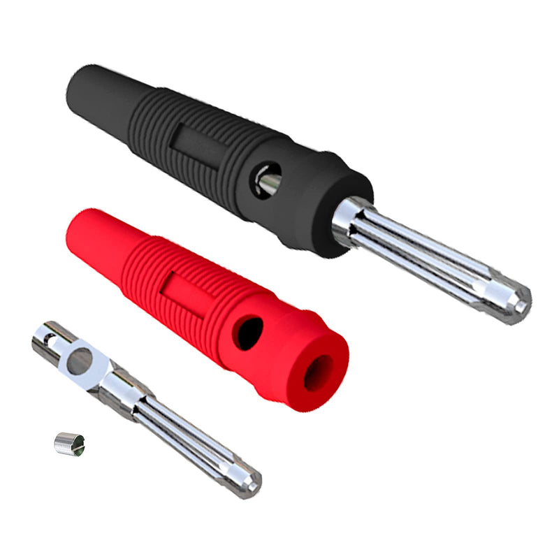 Cleqee 4mm High Current Audio Banana Plugs Stackable 32A Screw Type Solderless Speaker Banana Connector Heavy Duty Adapter (Red/Black, 10-Pack)
