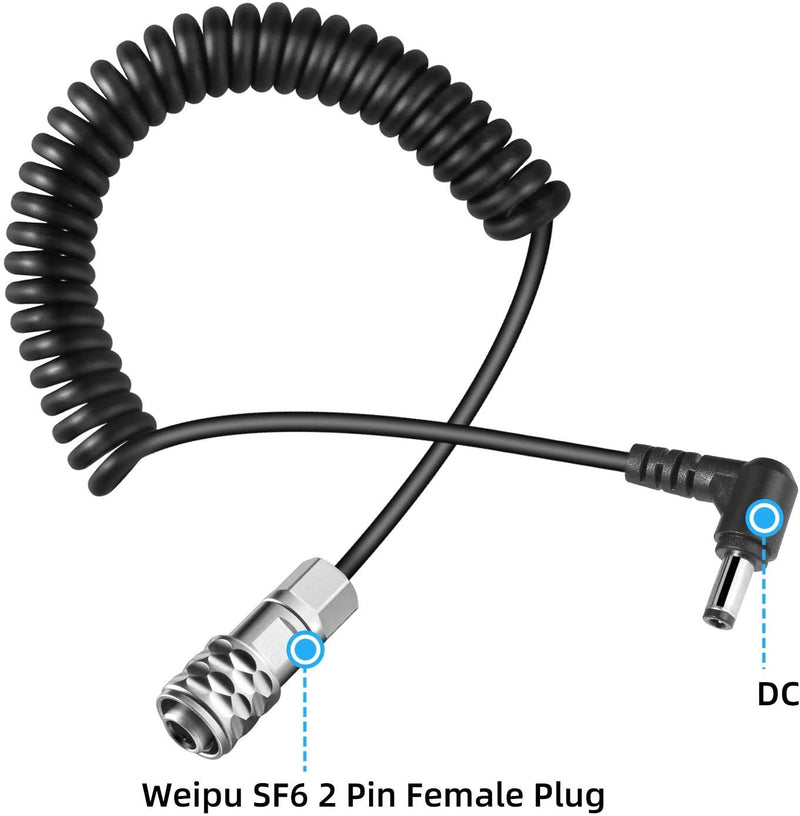 Fomito DC to BMPCC 4K/6K Weipu Coiled Power Cable for V-Mount, Gold Mount Battery and NP-F Battery with DC Output Port