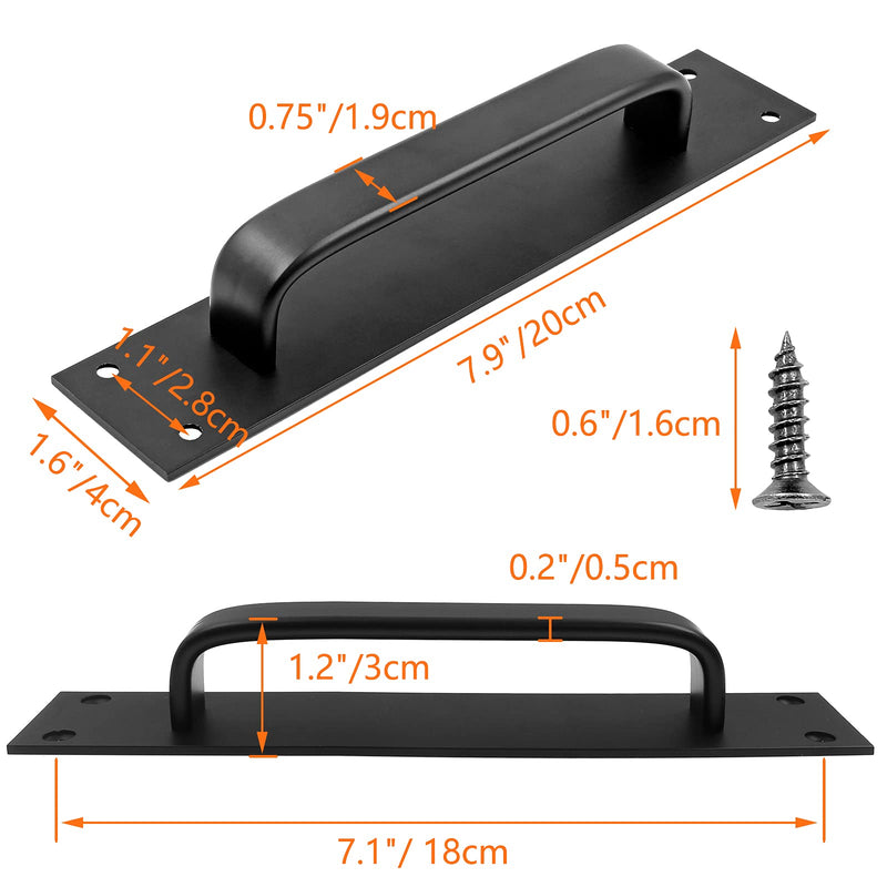 Jiozermi 2 Pack Sliding Barn Door Handle, 7.9 Inch Gate Door Handle, Aluminium Alloy Door Pull Handle for Sliding Barn Door Gate Cabinet Closet Drawer Garage Shed, Black