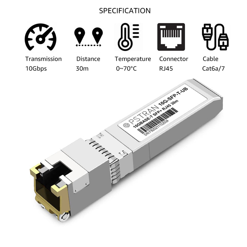 10GBase-T SFP+ to RJ45 Transceiver up to 30m 10G-T 10G SFP+ Copper RJ-45 Cat6a/7 Mini-GBIC Module for Ubiquiti Unifi Ufiber UF-RJ45-10G Netgear AXM765 10GBASE-T: 30m for Ubiquiti/Netgear