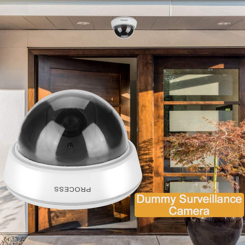 Dummy Security Camera, Fake Dome Shaped Home Security Surveillance Camera with Simulated IR Flashing Red Lights - Indoor And Outdoor Use, For Homes & Business