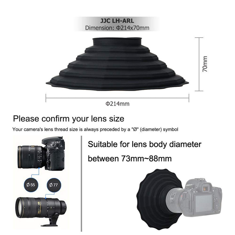 Silicone Lens Hood, Anti-Reflective Camera Lens Hood, Foldable Reversible Lens Shade for Canon EF 17-40 18-200 EF-S 10-22 Nikon AF-S 10-24 16-35 17-55 Sony and More Lens Body Diameter Between 73-88mm for 73-88mm Lens
