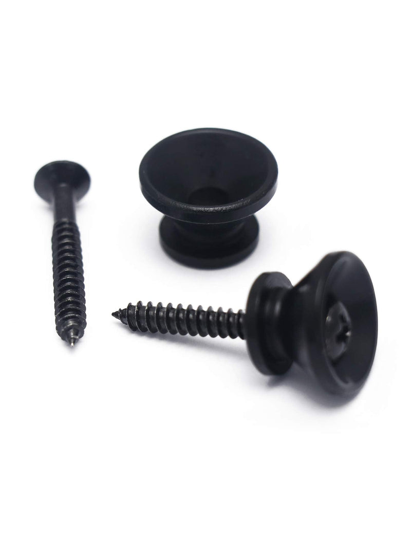 Metallor Guitar Strap Buttons Metal Guitar Strap Locks End Pins with Mounting Screws for Folk Acoustic Electric Guitar or Bass Ukulele Set of 2Pcs Bell Style. (Black) Black