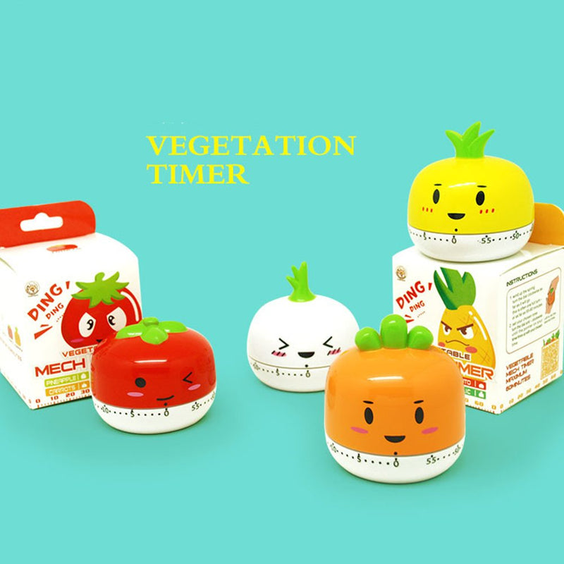 Golandstar Cute Cartoon Vegetables Timers 60 Minutes Mechanical Kitchen Cooking Timer Clock Loud Alarm Counters Mini Size Manual Timer (Yellow - Pineapple) Yellow - Pineapple