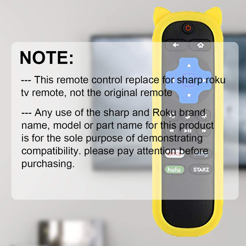 LC-RCRUS-18 Remote Control Compatible with Sharp Roku TV LC-32LB591U LC-55LBU591U LC-50LBU591U LC-43LBU591U LC-65LBU591U LC-32LBU591U 398GR10BESPN0002 LC-32LB481U LC-43LB481C LC-43LB481U Yellow Case with Yellow case