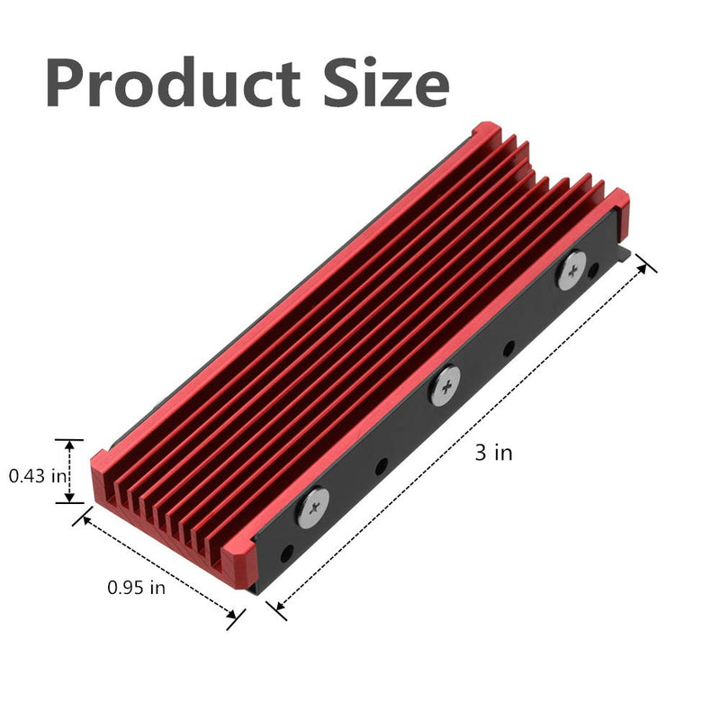 NVMe Heatsinks for M.2 2280mm SSD Double-Sided Cooling Design（red）