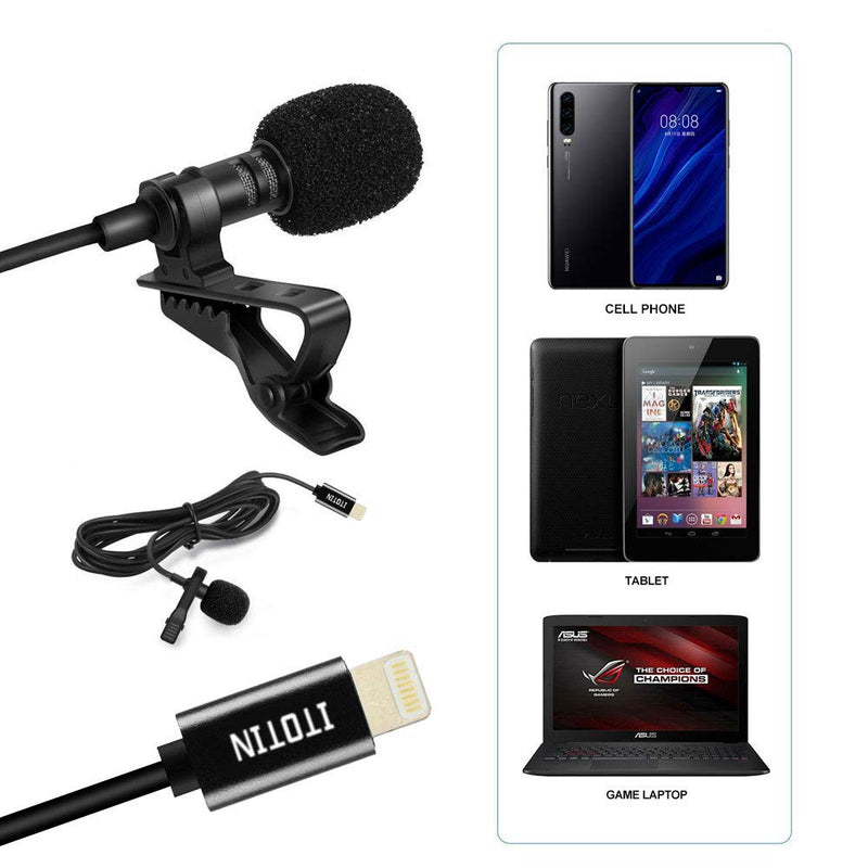 [AUSTRALIA] - Professional Lavalier Microphone for iPhones, Lapel Omnidirectional Condenser Microphone for YouTube Recording/Interview/Video Conference/Podcast (1.5m/4.9ft) 4.9ft (IOS 1.5m) 