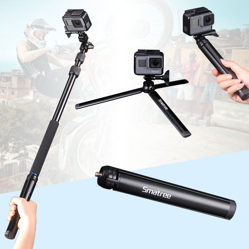 Smatree Telescoping Selfie Stick Compatible for GoPro Max/Hero 10/9/8/7/6/5/4/3+/3/Session/GOPRO Hero(2018)/Ricoh Theta S/V/Samsung Gear360/YI 4K/DJI OSMO Action Camera