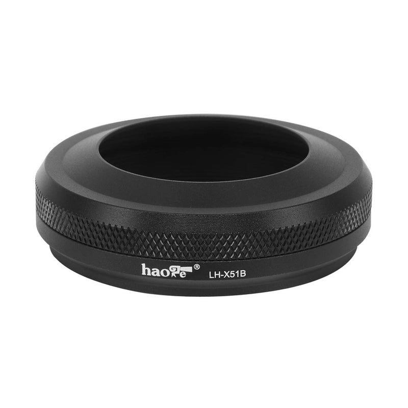 Haoge LH-X51B 2in1 All Metal Ultra-Thin Lens Hood with Adapter Ring Set for Fuji Fujifilm FinePix X100V Camera Accessories Black for X100V