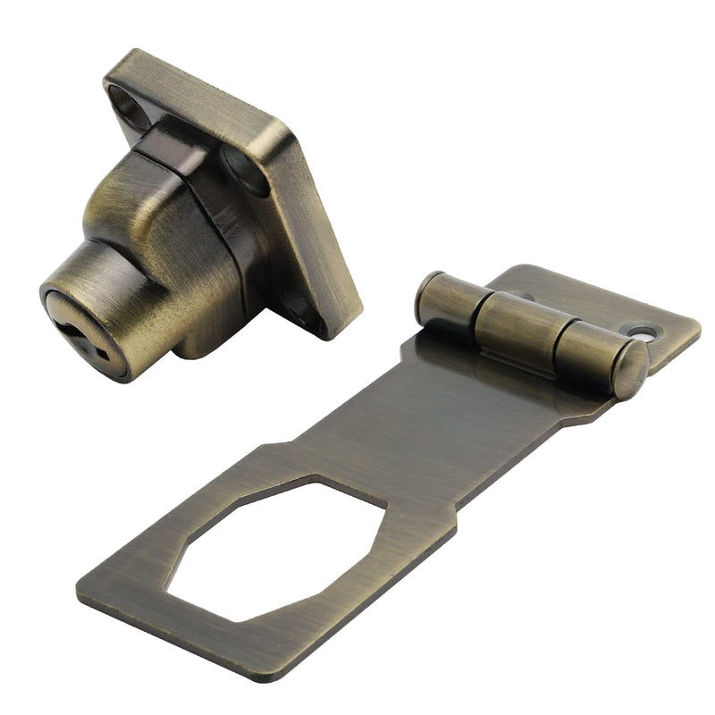 Kyuionty 2Pcs Keyed Hasp Locks 3 Inch Twist Knob Keyed Locking Hasp, Metal Safety Hasp Latches Keyed Different for Small Doors, Cabinets (Bronze) Bronze