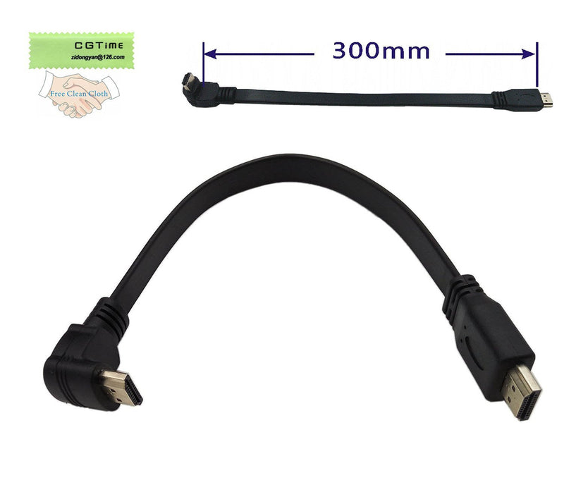 zdyCGTime 1FT Flat Slim High Speed HDMI Extension Cable A Male to 90 Degree Up Angle A Male Cord