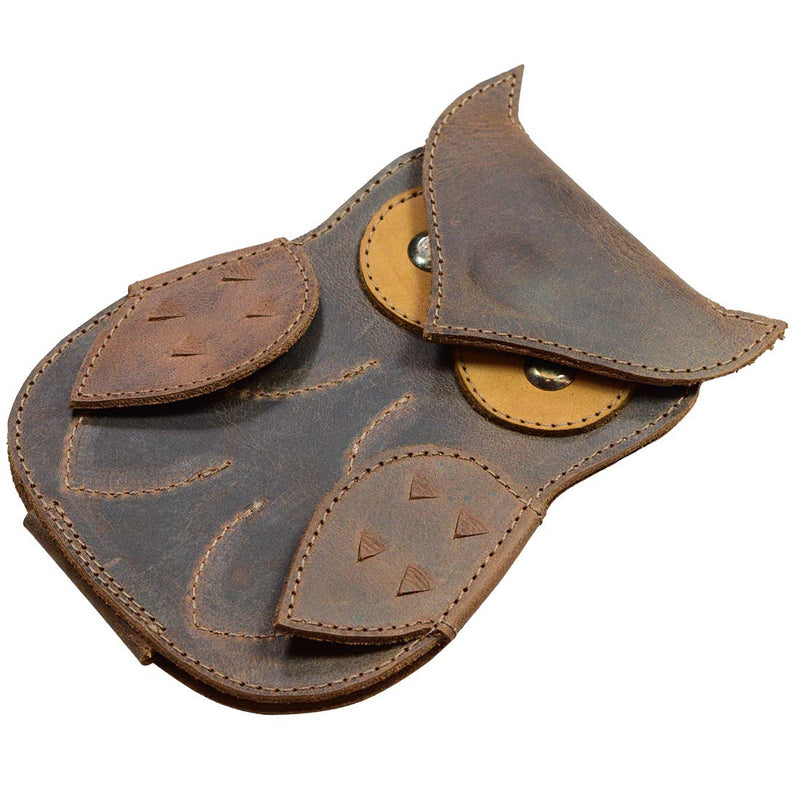 Hide & Drink, Leather Guitar Pick Case Owl Design, Plectrum Case, Guitarist Gifts, Musician Accessories, Handmade Includes 101 Year Warranty :: Bourbon Brown