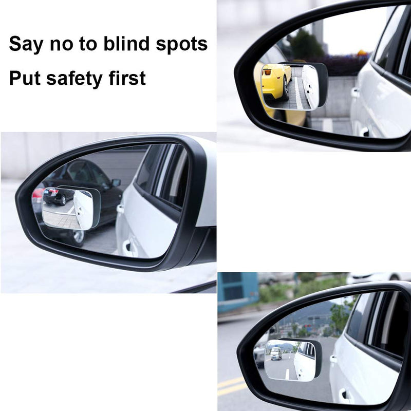 Car Convex Mirror,Small Glass Blindspot Mirror for Truck,Adjustable Side View Blind Spot Mirror Frameless for SUV, Jeep,Van,Motorcycle 2pcs