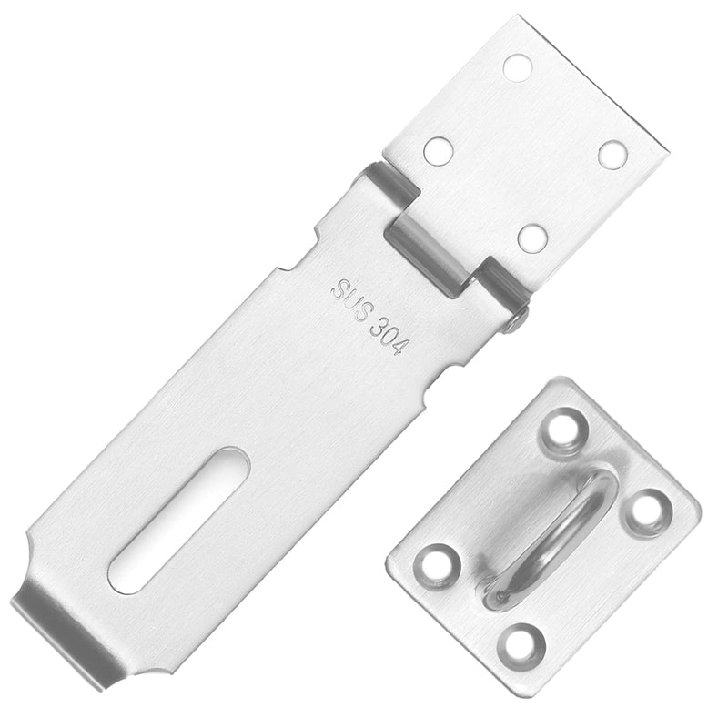 Safety Door Hasp Padlock Latch Lock,SUS 304 High-Quality Polished Brushed Surface,Hasp Lock Latch(4"/108cm) Thicken HaspLock Suitable for Doors,Sheds,Closets,Lockers(4"Hasp-Silver) 4"(Hasp Silver)