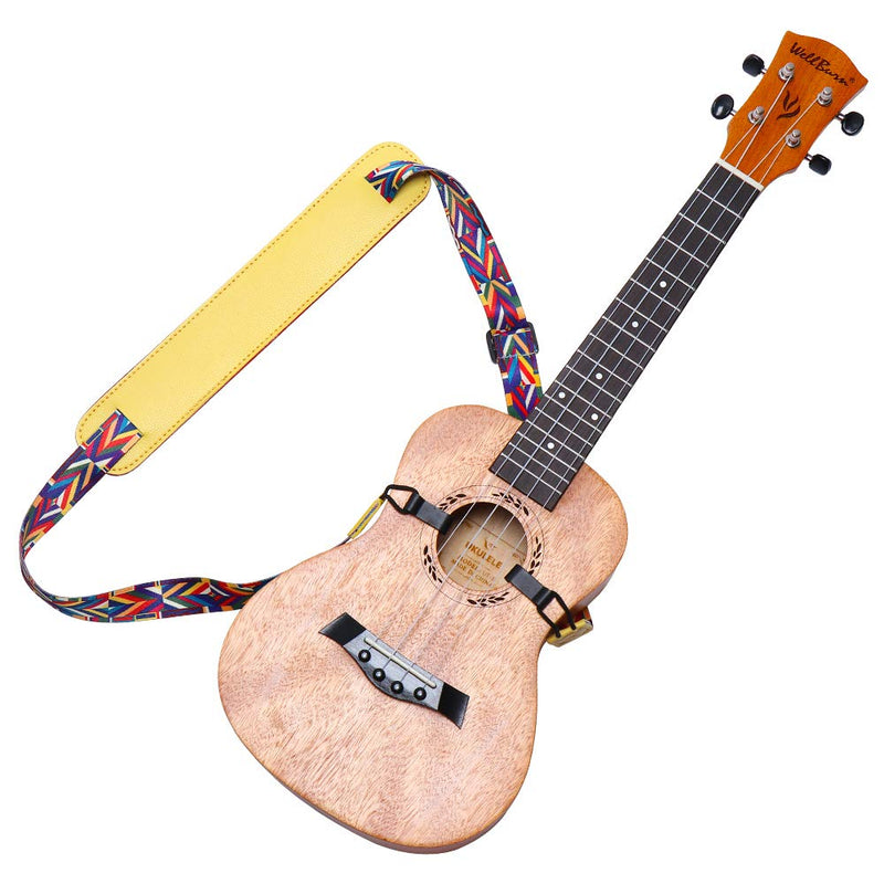 Ukulele Strap No Drill, IHOBOR Ethnic Style Double J Hook Ukelele Shoulder Strap, Hawaiian Premium Woven Clip on Ukulele Strap, Easy to Use and Fit Most Standard Uke Sizes