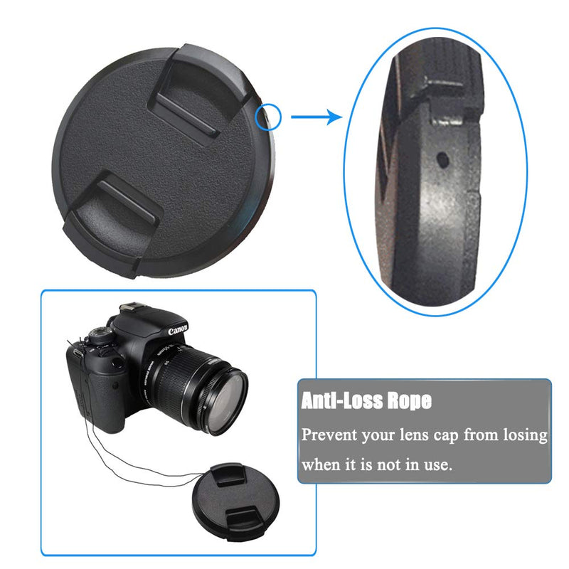 T8i 58mm Lens Cap for Canon EOS SL3 Rebel T8i(850D) Camera with EF-S 18-55mm Lens, for Fuji X-T4 X-T3 Camera with XF 18-55mm f/2.8-4 Lens, Fire Rock Second Generation Snap-On 58mm Lens Cap-2Packs