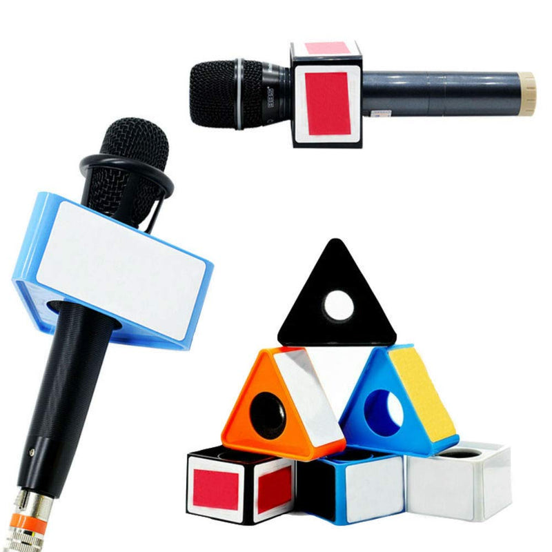 Aysekone Portable Yellow ABS Injection Molding Square Cube Shaped Interview Mic Microphone Logo Flag Station