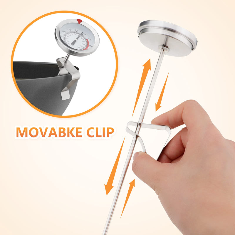 12" Meat Thermometer for Cooking Instant Read Long Stem Waterproof Stainless Steel Kitchen Thermometer for Deep Frying Candy Turkey BBQ Grill 12 inch