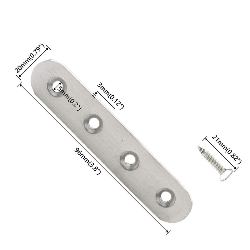 Pxyelec 3.8 inch Stainless Steel Flat Mending Repair Plate Bracket Connector, Flat Straight Corner Brace Brackets, Pack of 10 3.8inch