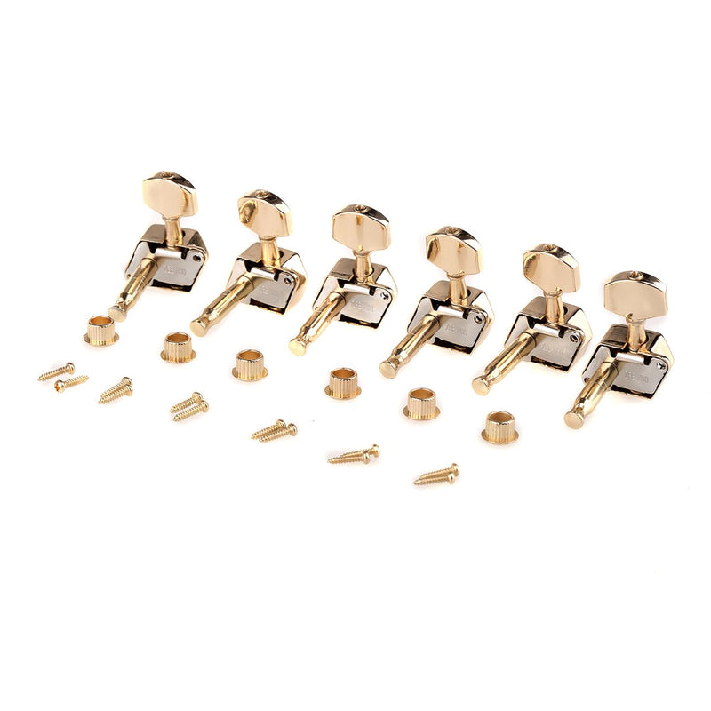 Musiclily Pro 6 in Line Guitar Semi Closed Tuners Machine Heads Tuning Pegs Keys Set for Electric Guitar, Gold