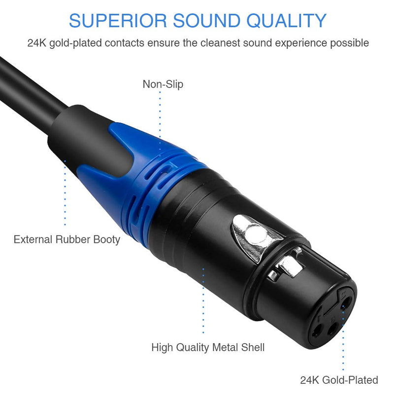 [AUSTRALIA] - DISINO Female XLR to 1/4 Inch (6.35mm) TS Mono Jack Microphone Cable, Unbalanced 3 Pin XLR Female to 1/4" TS Plug Interconnect Wire Mic Cord for Dynamic Microphone - 3.3 Feet/1 Meter 