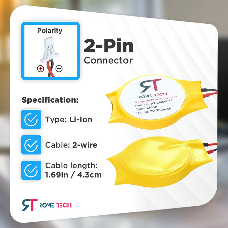 Rome Tech ML1220 CMOS Battery for DELL XPS 15 13 9343 9350 9360 9365 - BIOS RTC ML1220 XPS 13 CMOS Battery Rechargeable Battery with 2 Wire Cable
