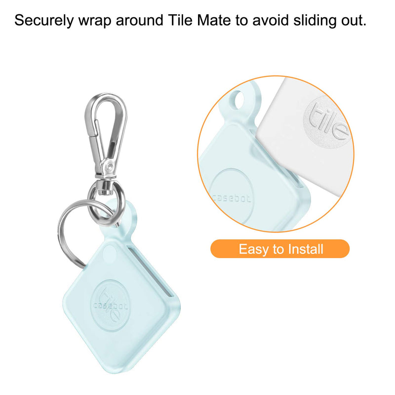 Fintie Silicone Case with Carabiner Keychain for Tile Mate (2020 & 2018), Anti-Scratch Lightweight Soft Protective Sleeve Skin Cover, Blue- Glow in The Dark