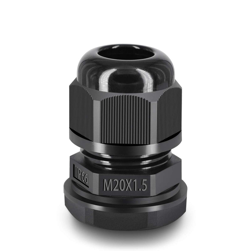 NineLeaf 10 Piece Waterproof Cable Glands Joints Adjustable 6-12mm Cable Connectors,M20x1.5 Black Compression Cable Glands Joints 20mm Diameter Titting Hole Glands, IP66 for Outdoor Use