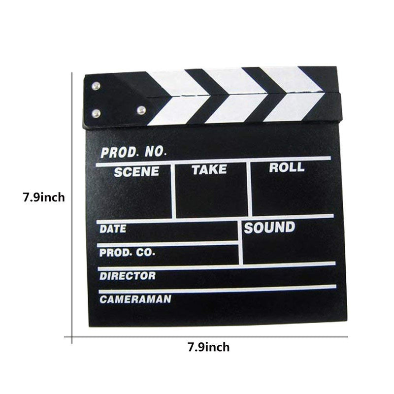 Clapper Board Odowalker Black Clapperboard Clap-Stick Dry Erase Cut Action Scene for Hollywood Camera Film Studio Home Movie Video 7.87x7.87 inch