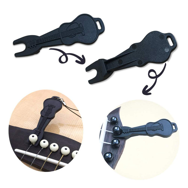 Plastic Acoustic Guitar Bridge Pins Pegs-6pcs with 1pc Bridge Pin Puller Remover Guitar Parts Replacement Tool-Black