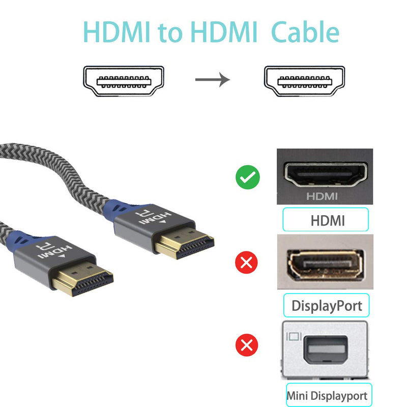 4K HDMI Cable 10 ft,Rainbowan High Speed HDMI Cable18Gbps Braided HDMI 2.0 Cable,4K, 3D, 2160P, 1080P, Ethernet - HDMI toHDMI Cable Cord - Audio Return(ARC) Compatible X-Box PS4/3 HDTV PC Projector 10 Feet