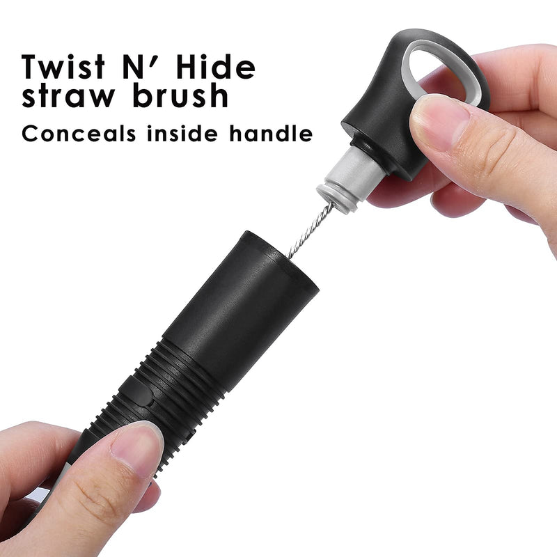 2-in-1 Bottle Brush with Straw Brush, Long Handle Water Bottle Scrubbing Brush, Built for Cleaning Sport Bottles, Baby Bottles, Water Bottles, Coffee Mugs, Tumblers, Wine Decanters, Flask, 1 Pack 1 Count (Pack of 1)