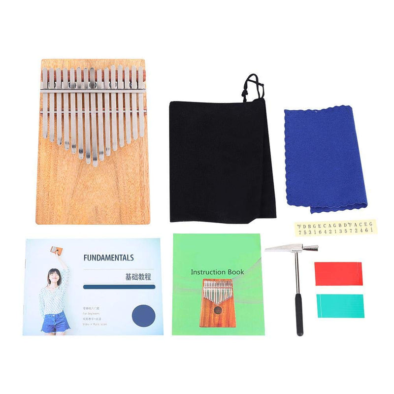 Kalimba 15 Keys Thumb Piano, Portable Full solid Camphorwood 15 Scales G Major Kalimba Instrument with Belt Bag Stickers K15CAP