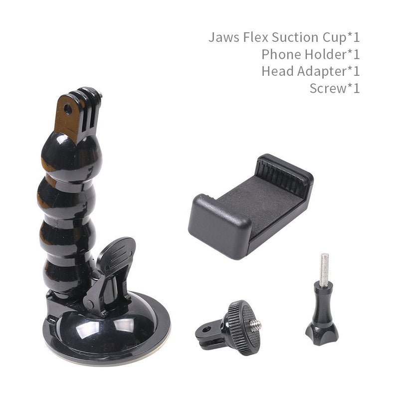 Flexible Gooseneck Suction Cup Car Mount Holder for GoPro Hero 10 9 8 7 6 5 Black,SUREWO Flexible Extension Car Windshield Mount with Phone Holder for iPhone,Samsung Galaxy,Google Pixel and More
