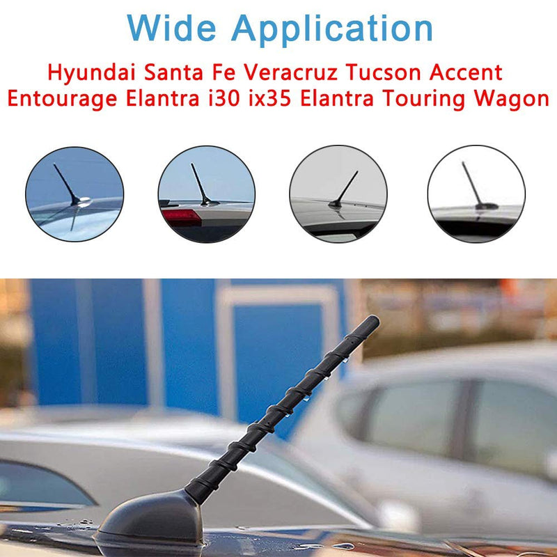 KSaAuto 7" Spiral Roof Antenna Compatible with Hyundai Santa Fe Veracruz Tucson Accent Entourage Elantra i30 ix35 Elantra Touring Wagon | Flexible Rubber Antenna Replacement | for Premium Reception