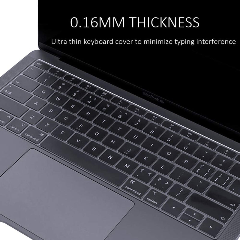 ProElife Premium Ultra Thin TPU Keyboard Cover Skin for MacBook Air 13-Inch 2018 2019 with Touch ID Retina Display (Model: A1932, NOT FIT Air 2020) Keyboard Accessories Protector (Transparent Clear) For 2018-2019 Air 13'' A1932