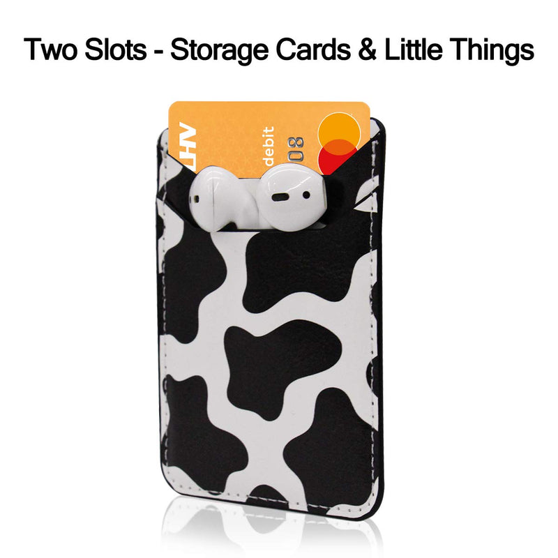 Cow Print Phone Credit Card Holder 3M Adhesive Stick on Wallet Pocket Case Mate for Cell Phone Cow