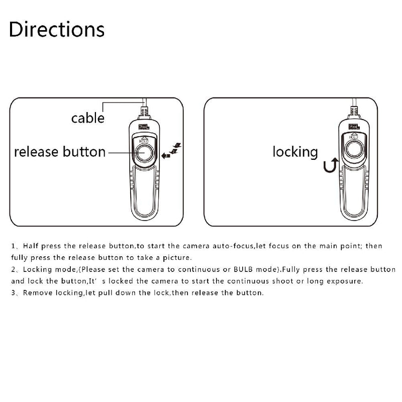 Cable Release for Nikon, Pixel RC-201 Shutter Release Cord Cable for Nikon DSLR Cameras Replaces Nikon MC-DC2 201-DC2