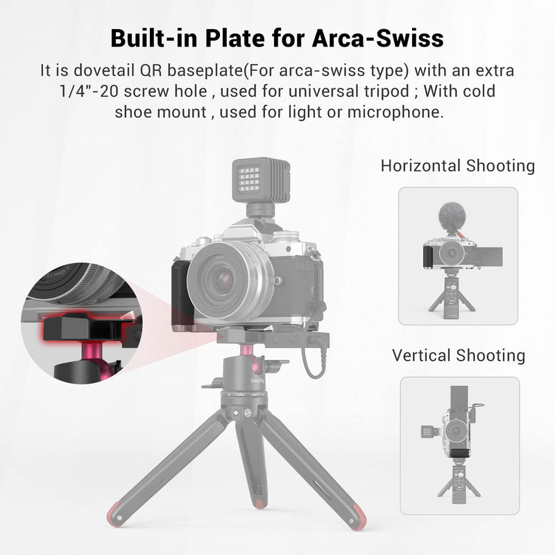 [AUSTRALIA] - SmallRig Z fc Handgrip L-Shape Grip for Nikon Z fc Camera, Side Handle with 1/4"-20 Screw Mount, Retro-Style Handle with Beauty and Comfort - 3480 