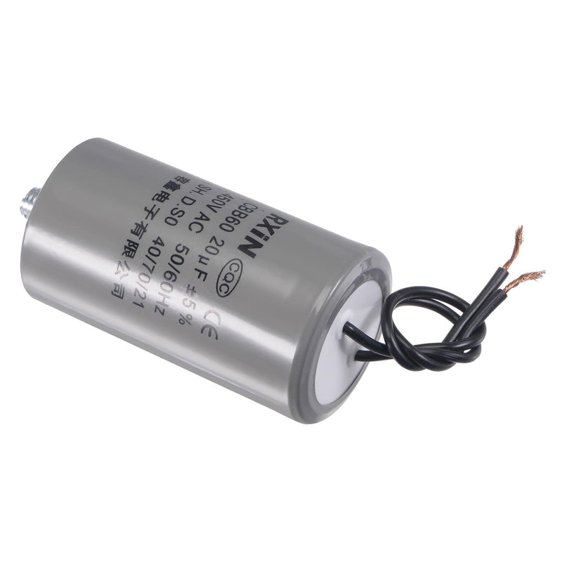 uxcell CBB60 Run Capacitor 20uF 450V AC 2 Wires 50/60Hz Cylinder 74x40mm with M8 Fixing Stud for Air Compressor Water Pump Motor