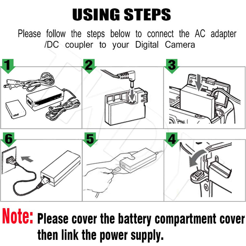 TKDY ACK-E10 AC Power Adapter DR-E10 DC Coupler Dummy Battery Charger Kit Replace for Canon EOS Rebel T7 T6 T5, Kiss X50 X70 X80 X90, EOS 1100D 1200D 1300D 1500D 2000D Digital Cameras.
