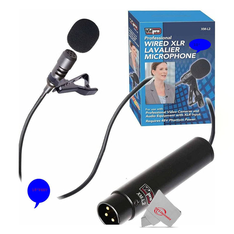 Vidpro XM-L2 XLR Lavalier Microphone for DSLRs, Camcorders & Video Cameras 20' Audio Cable
