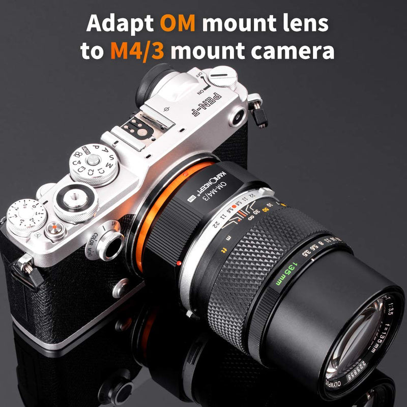 K&F Concept Lens Mount Adapter for Olympus OM Mount Lens to M4/3 MFT Olympus Pen and Panasonic Lumix Cameras OM-M4/3