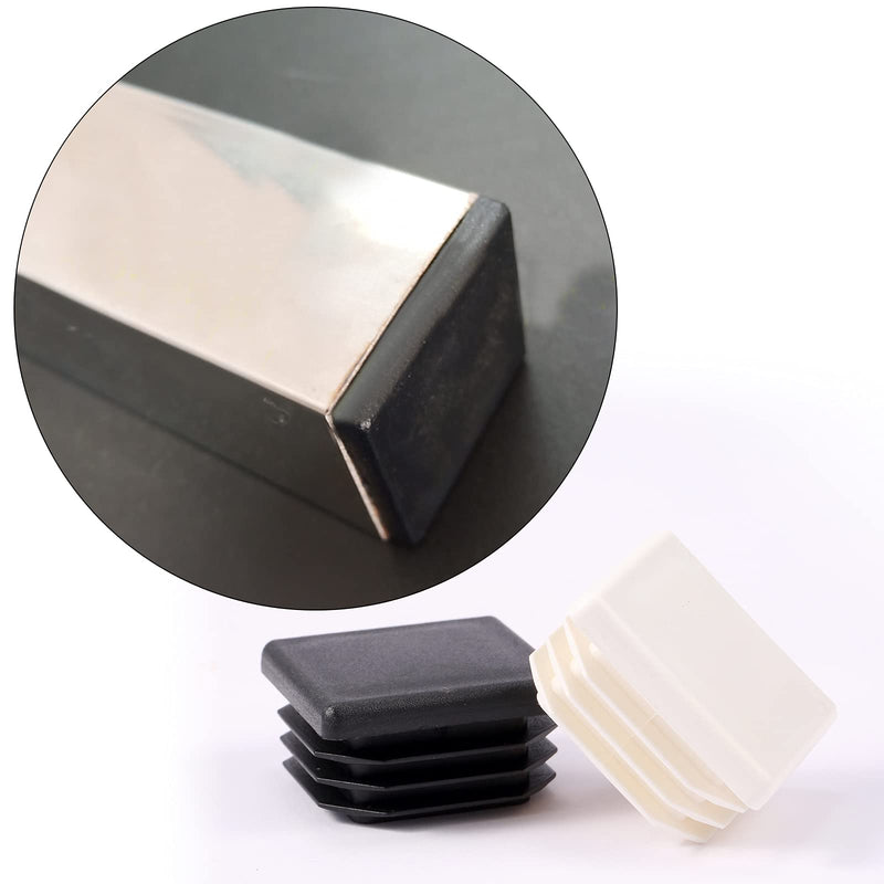 20PCS 1-1/4" Plastic Plugs for Square Tubing, Square Plastic Plug Insert, Plastic End Caps for Square Tube Post, Glide Protection for Chairs Tables Furniture Floor (Black/White) 1-1/4 inch